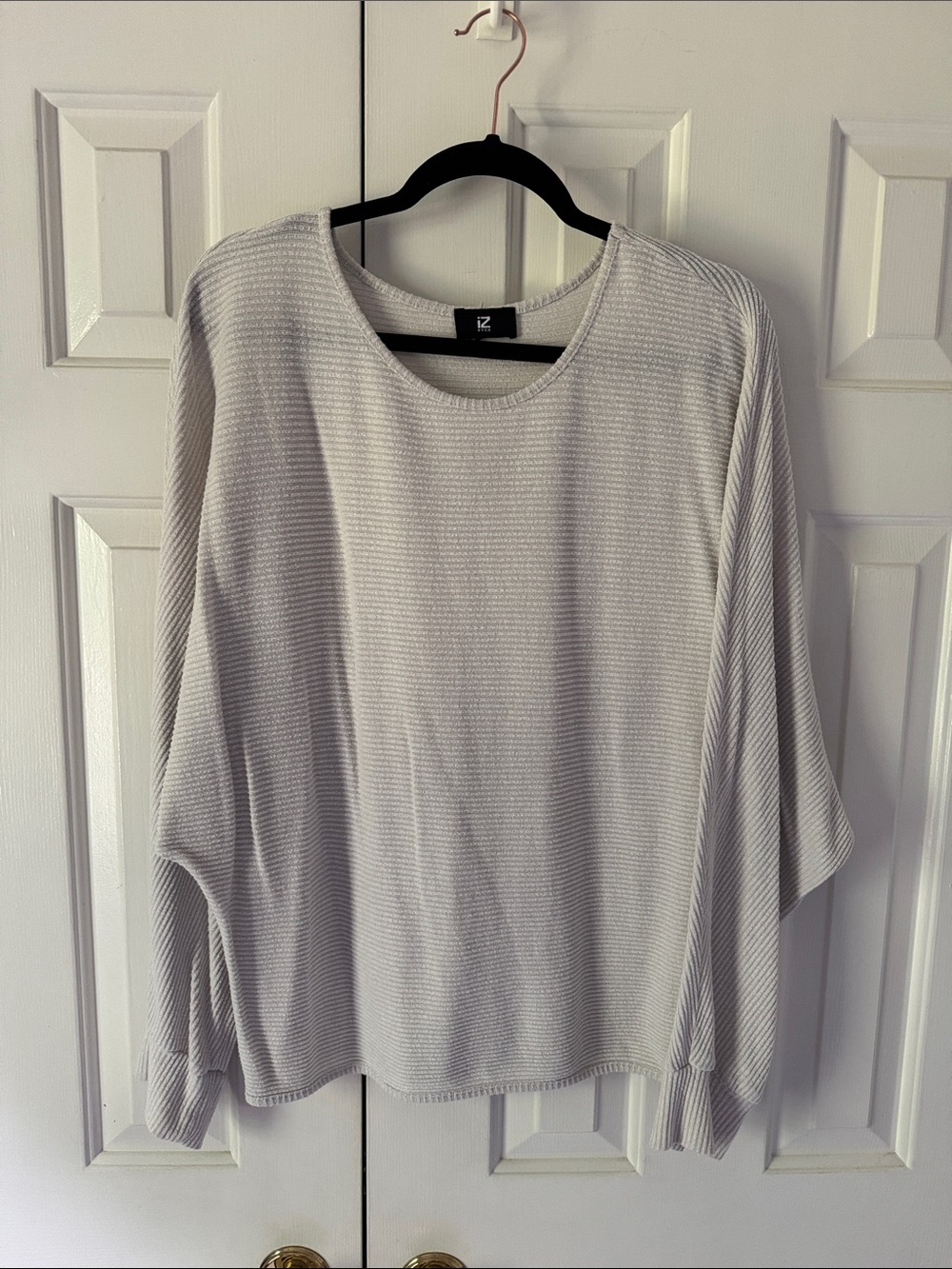 Light Gray Ribbed Knit Women's Sweater